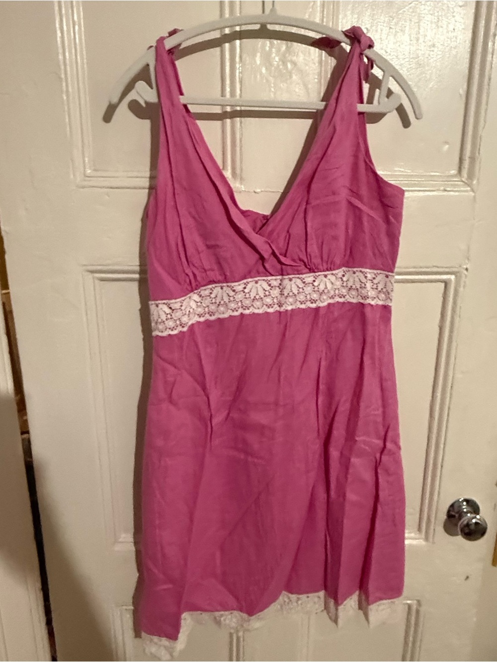Lilly Pulitzer Pink Lace-Trim Chemise with Adjustable Ties